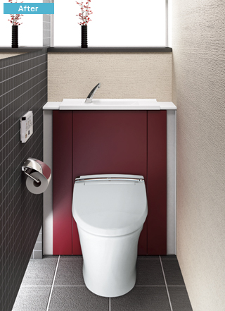 タンクレストイレのようなすっきりデザインで、トイレ空間をシャープな印象に。 イメージ